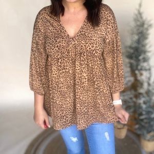 Cheetah Print Babydoll Top